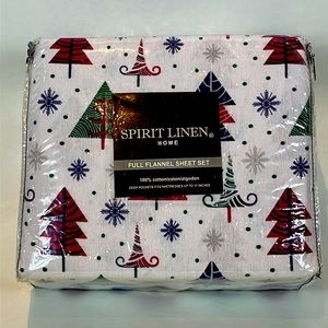 Spirit Linen holiday sheet set. Full sz with deep pockets. 100% Cotton/Algodon